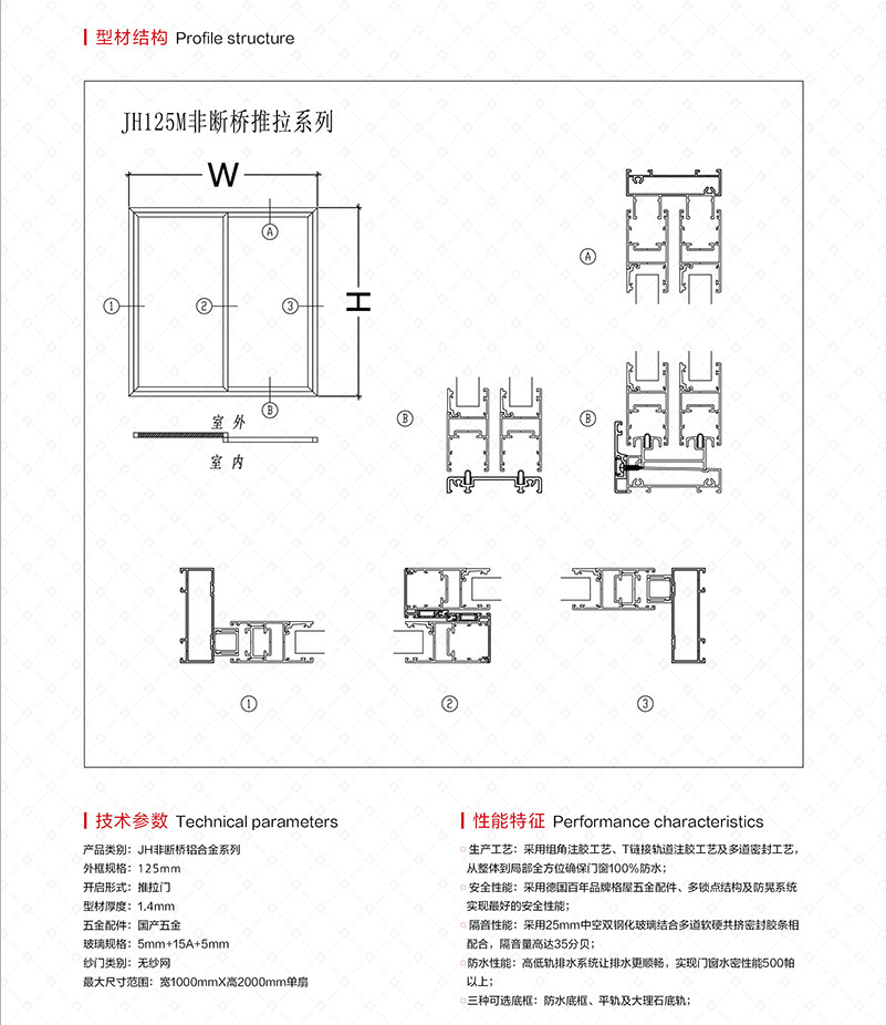 JH 125M 非断桥推拉门