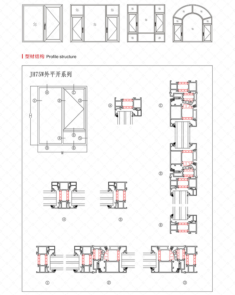 JH 75W 外开断桥平开窗