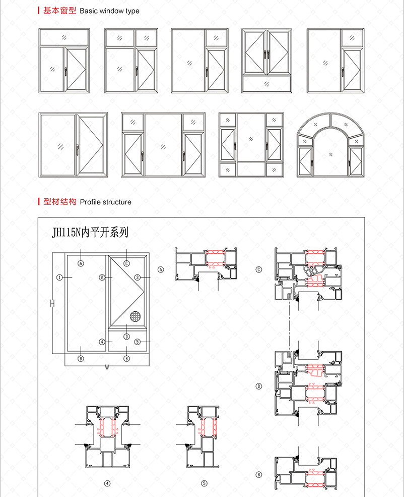 JH115N内开断桥窗纱一体