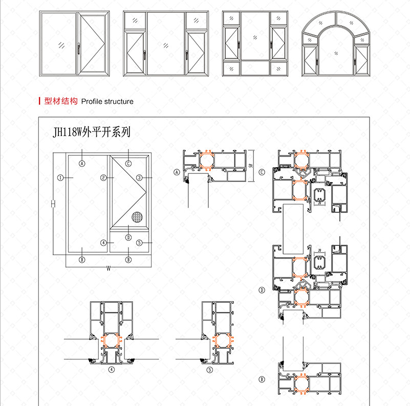 JH118W外开断桥窗纱一体